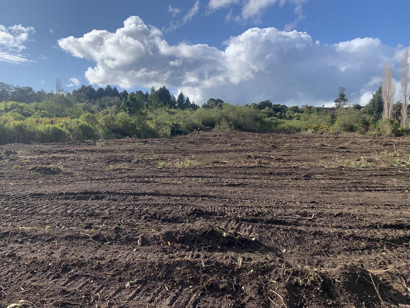 Work under way on the whenua, the paddocks freshly turned